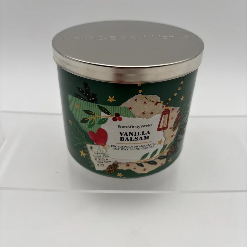 Bath & Body Works VANILLA BALSAM 3 Wick CANDLE 25-45 Hrs Christmas Holiday NEW